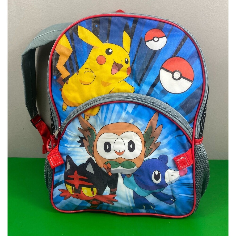 Pokemon Pikachu Rowlet Litten Popplio Backpack w/Detachable Poke Ball Lunch Box - Picture 6 of 12